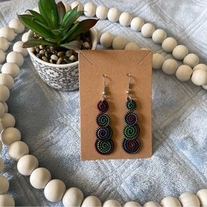 Preloved colorful swirl drop dangle earrings